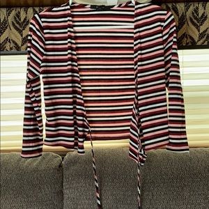 Stripy long sleeve crop top